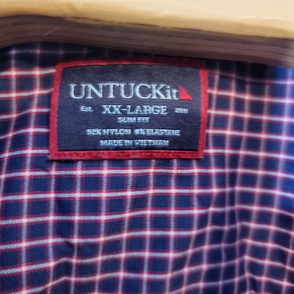 UNTUCKit Men's Button Up Dress Shirt Size XXL Men's Blue Red Nylon Long Sleeves - Picture 4 of 4